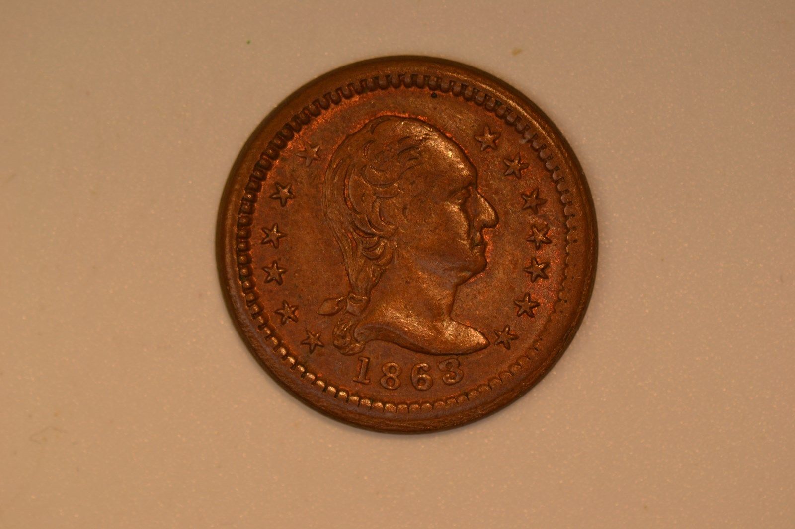 1863 Civil War Token- George Washington- Nice BU.