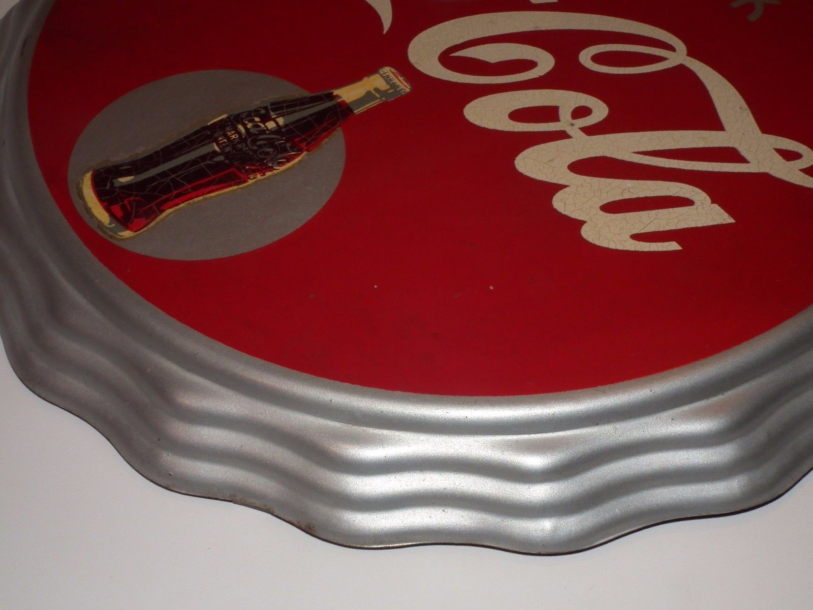 Late 1930's Coca-Cola Kay Displays tin over cardboard sign