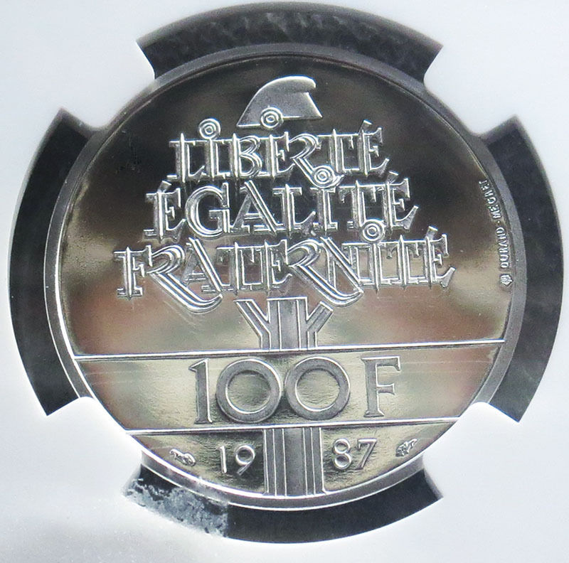 1987 PLATINUM FRANCE 100 FRANCS LAFAYETTE COIN NGC PROOF 69 ULTRA CAMEO