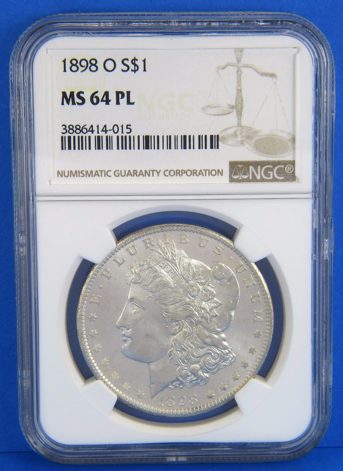 1898 O MS 64 PL  $1 Morgan Silver Dollar NGC Certified United States Coin