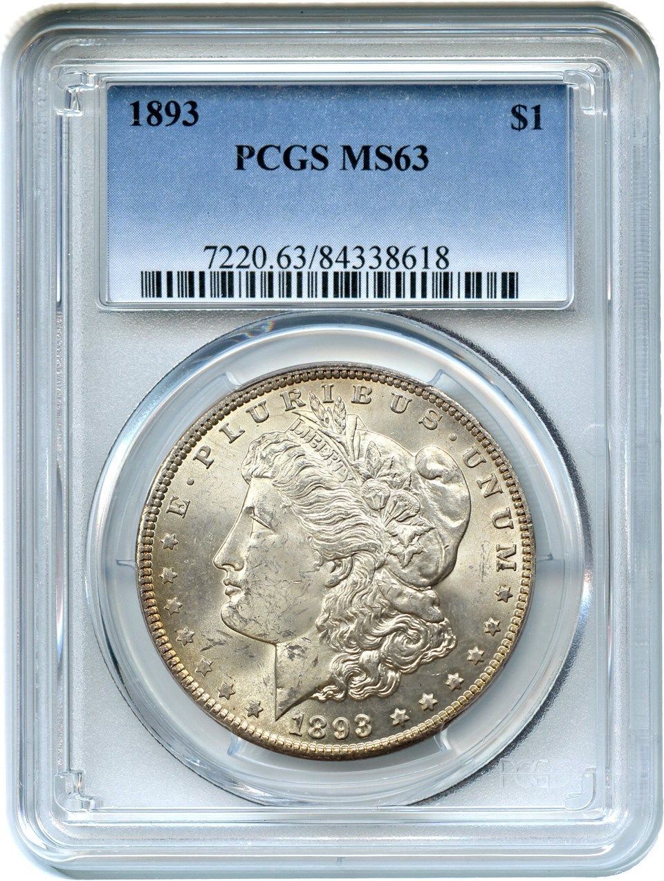 1893 $1 PCGS MS63 - Better Date P-Mint - Morgan Silver Dollar