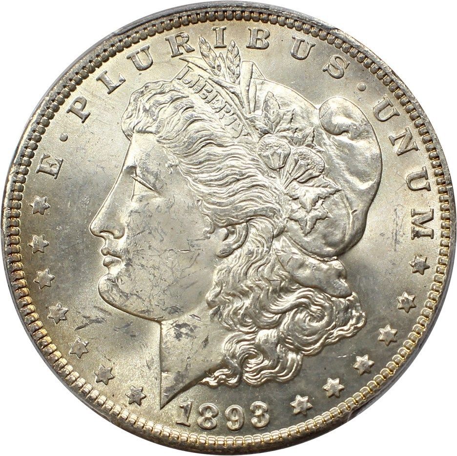 1893 $1 PCGS MS63 - Better Date P-Mint - Morgan Silver Dollar