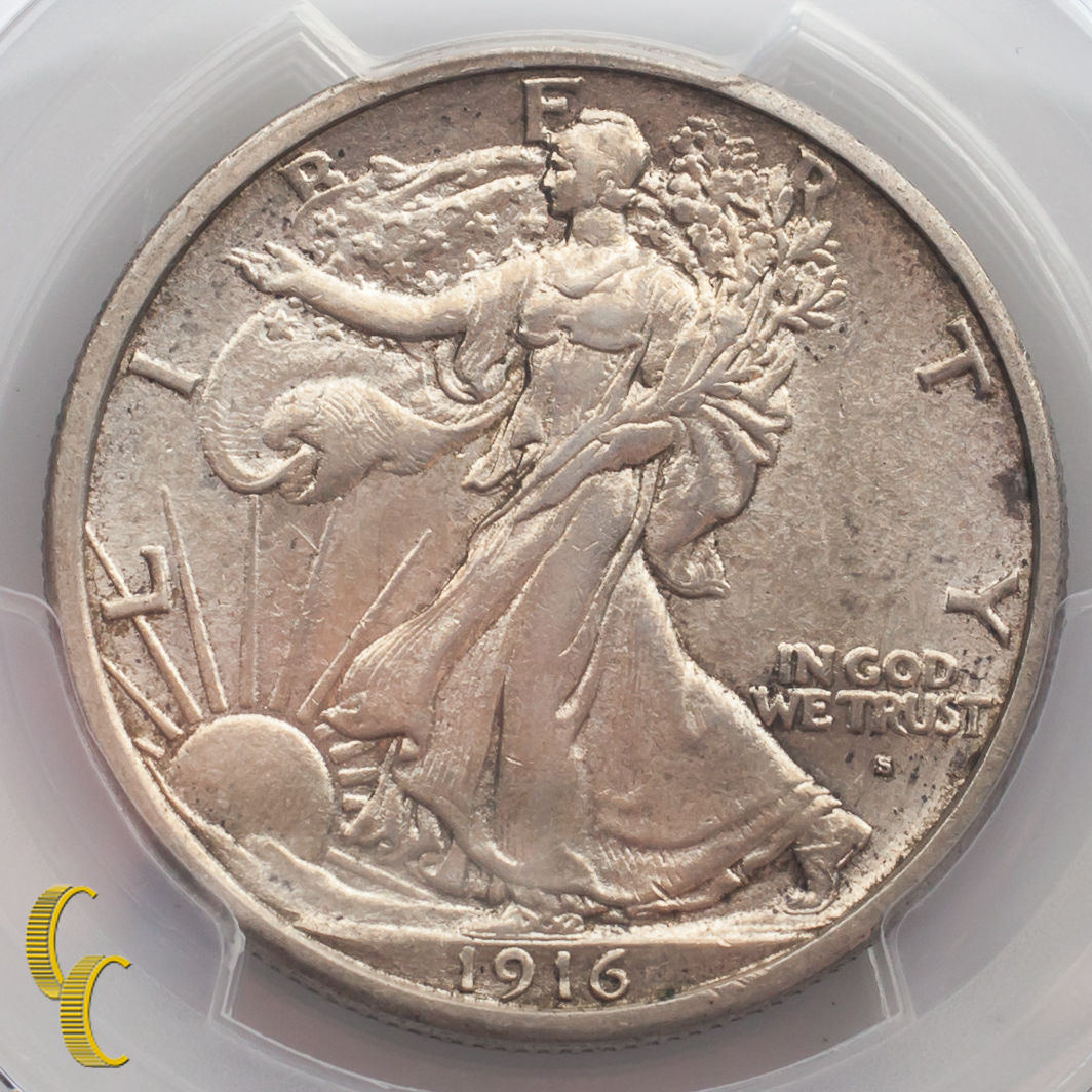 1916-S Silver Walking Liberty Half Dollar 50C PCGS Graded AU58