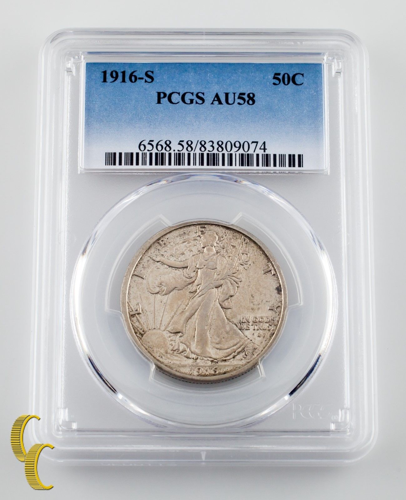 1916-S Silver Walking Liberty Half Dollar 50C PCGS Graded AU58