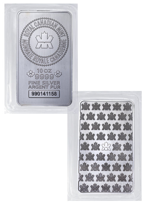 Royal Canadian Mint (RCM) 10 Troy Oz .9999 Fine Silver Bar SKU32137