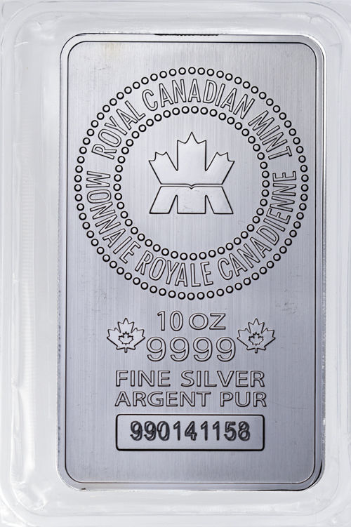 Royal Canadian Mint (RCM) 10 Troy Oz .9999 Fine Silver Bar SKU32137