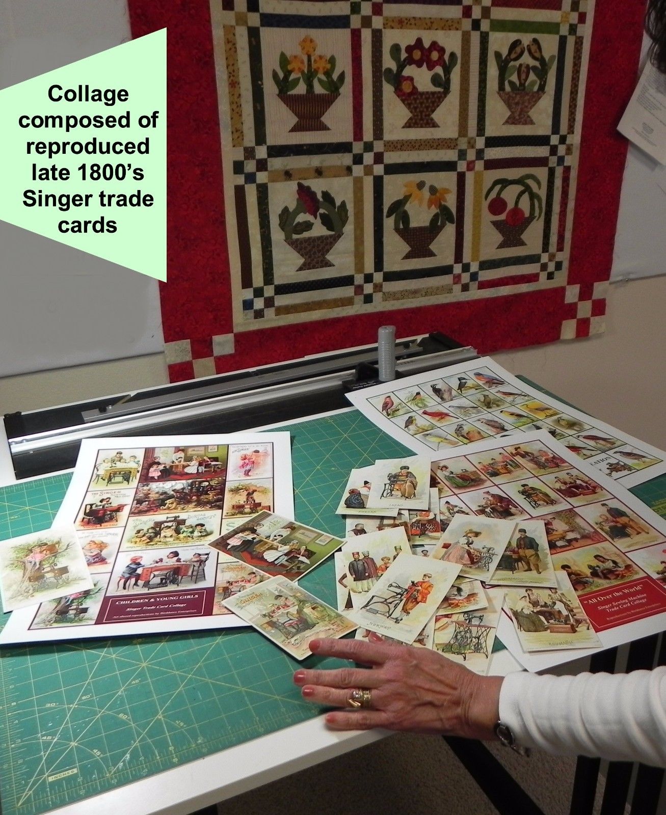 Sewing Quilting Fabric Room SINGER TRADE CARD COLLAGE “WOMEN BEHIND THEIR SINGER