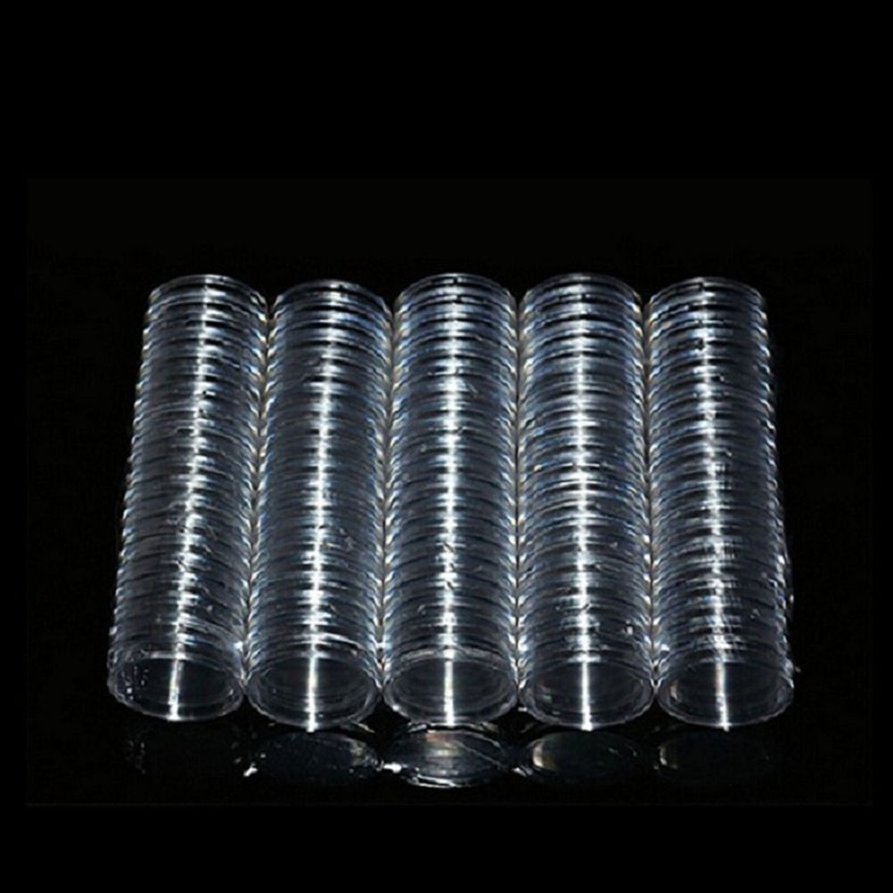 100pcs Clear Coin Capsules/Case Coins Holders 23mm Containers Storage Boxes