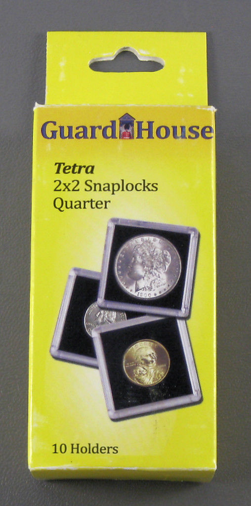 10 - 2x2 Guardhouse Tetra Plastic Snaplock Coin Holders for Quarter