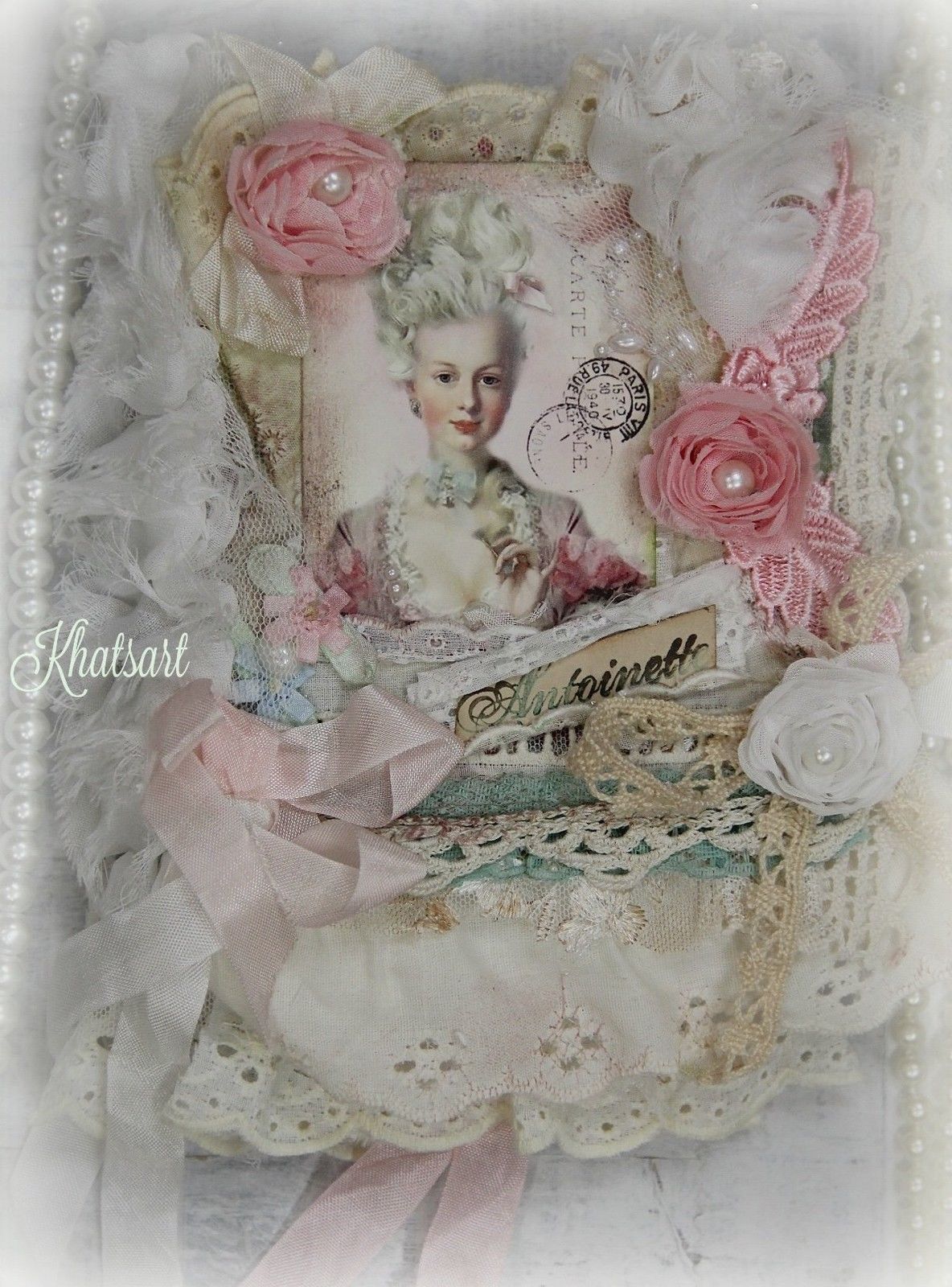 OOAK ELITE4U By KHATSART *Marie Antoinette* Mixed Media Fabric Collage Book