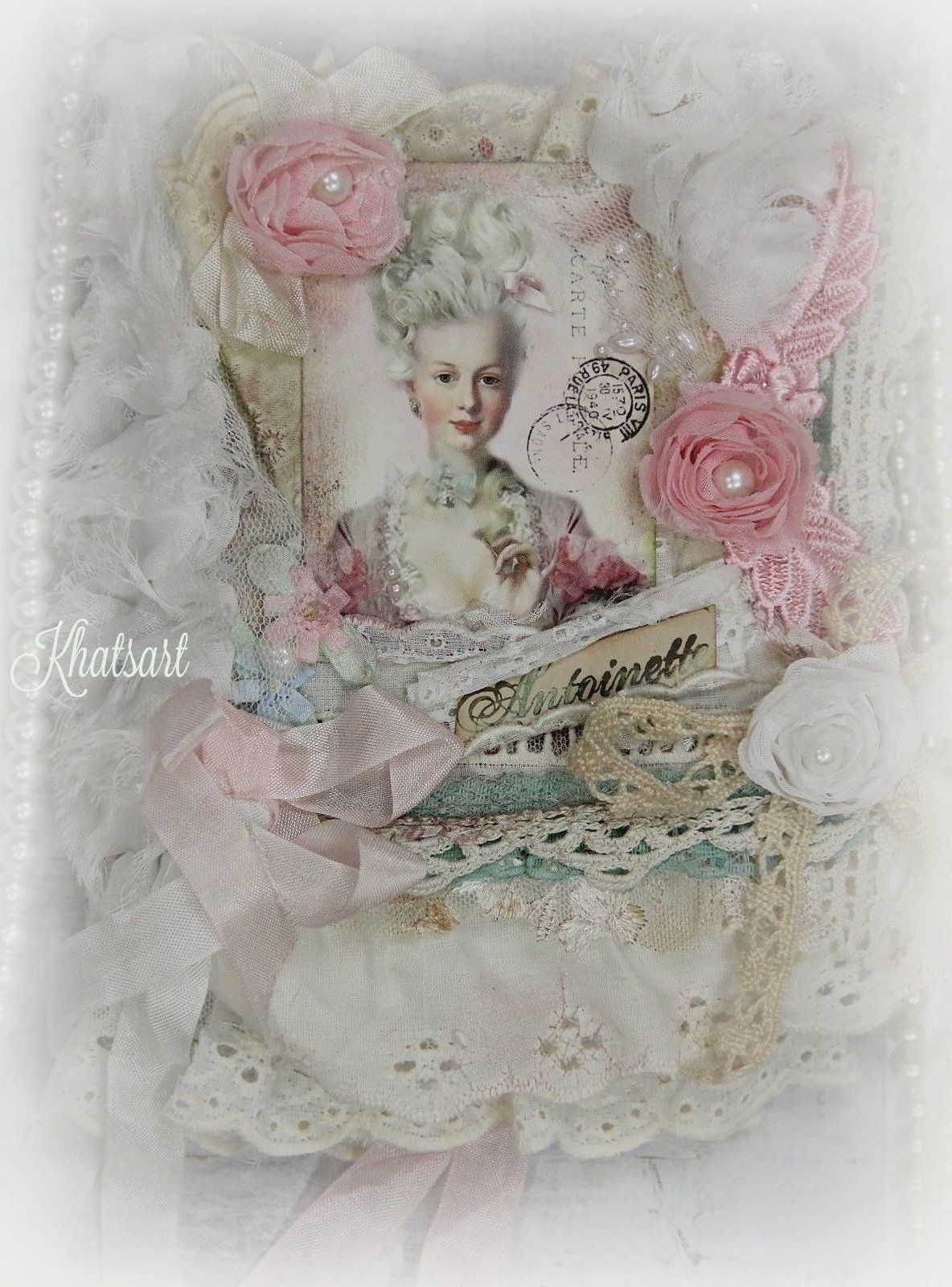 OOAK ELITE4U By KHATSART *Marie Antoinette* Mixed Media Fabric Collage Book