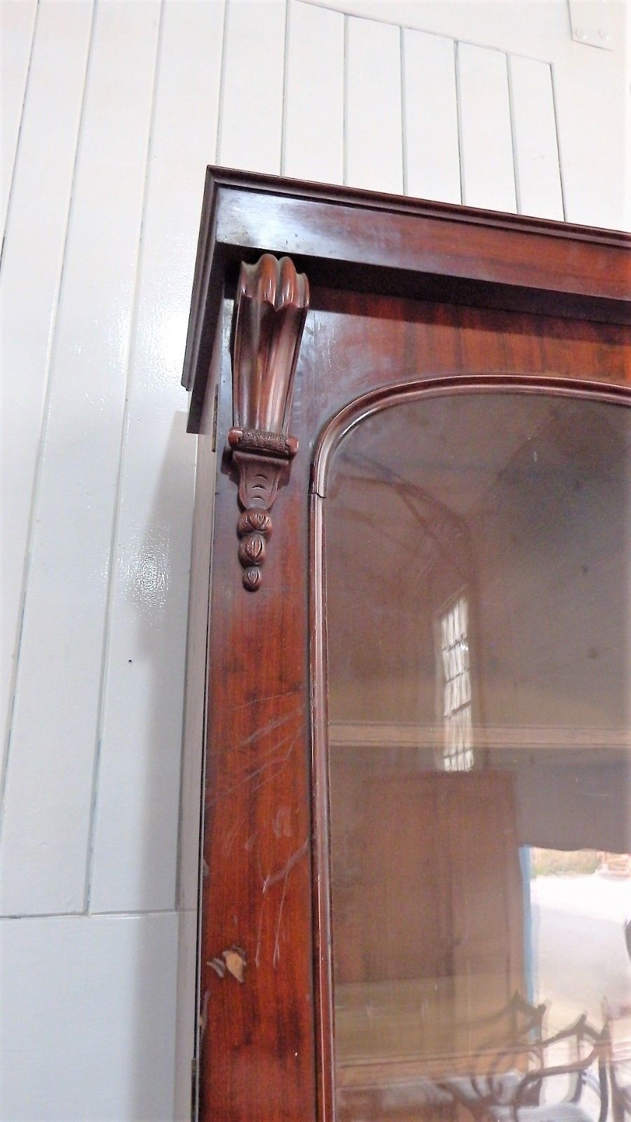 Antique flame mahogany bureau bookcase - secretaire - writing desk