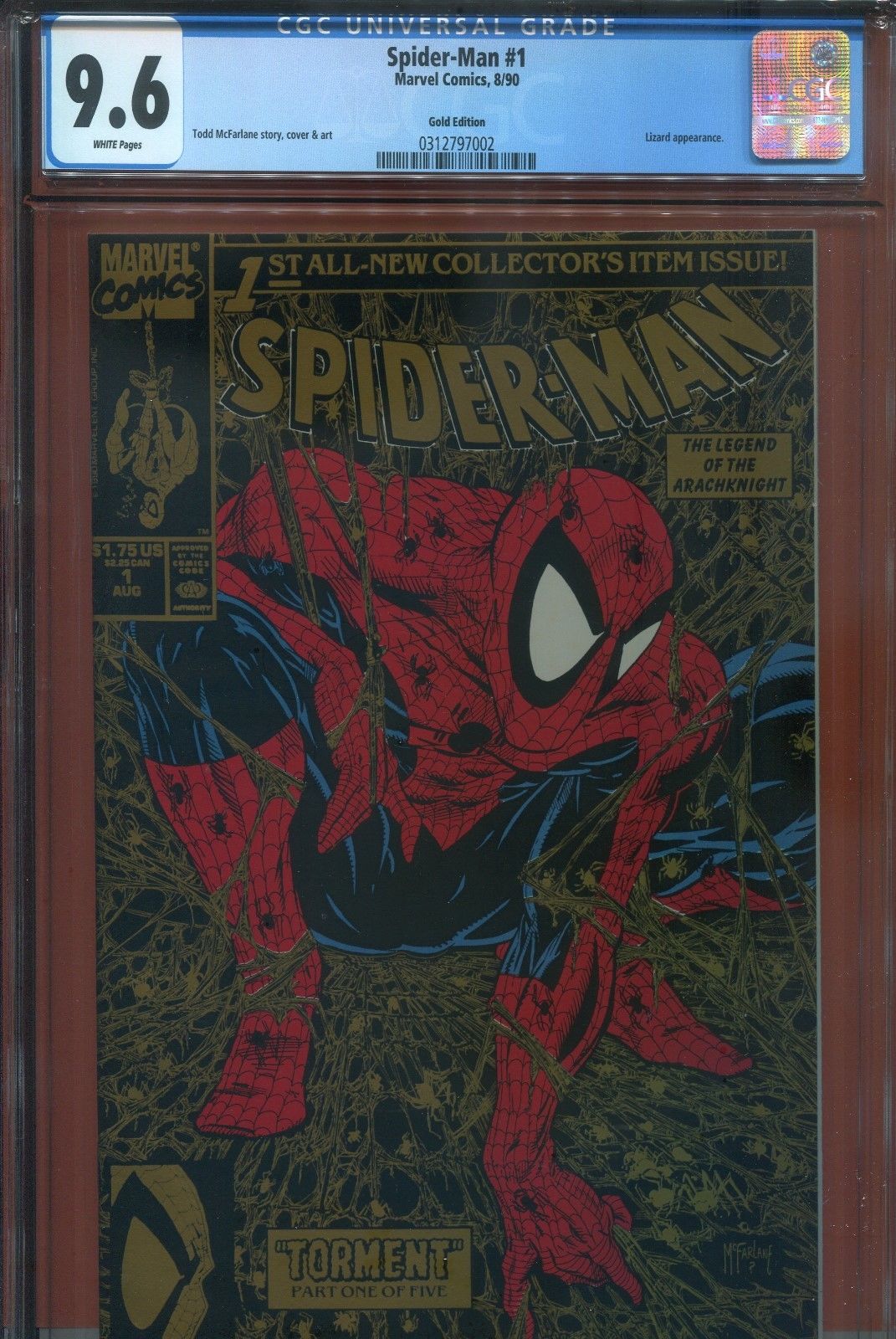 3- 1990 SPIDERMAN #1 BASE SILVER GOLD CGC 9.6 SET WHITE PAGES BRAND NEW CASES