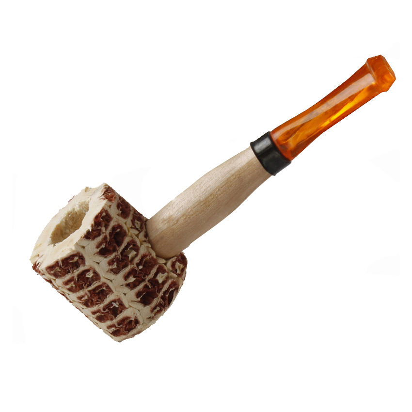 Corn Cob Smoking Tobacco Pipe Enchase Cigarettes Cigar Pipes Wood Handle Gift