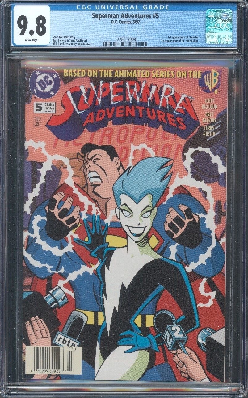 SUPERMAN ADVENTURES #5 CGC 9.8 NM/MT WP 1ST APP OF LIVEWIRE