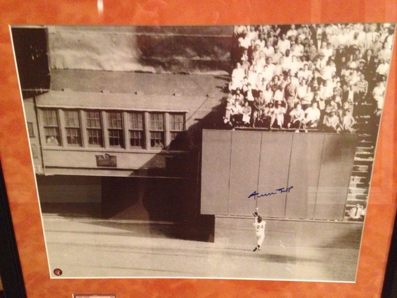 Willie Mays Signed Auto 16x20 Framed Photo with World Series Game 1 Ticket Stub