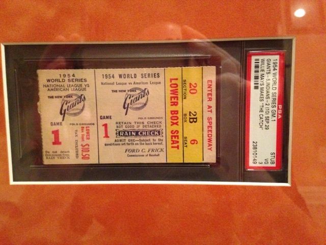 Willie Mays Signed Auto 16x20 Framed Photo with World Series Game 1 Ticket Stub