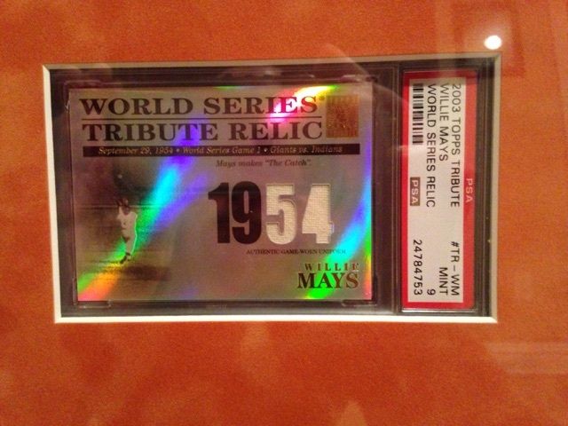 Willie Mays Signed Auto 16x20 Framed Photo with World Series Game 1 Ticket Stub