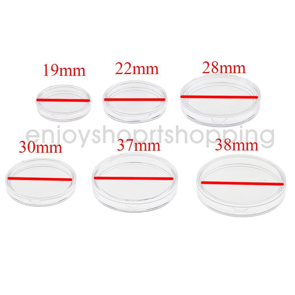 100pcs 22mm Plastic Clear Round Coin Case Capsule Storage Holder Containers