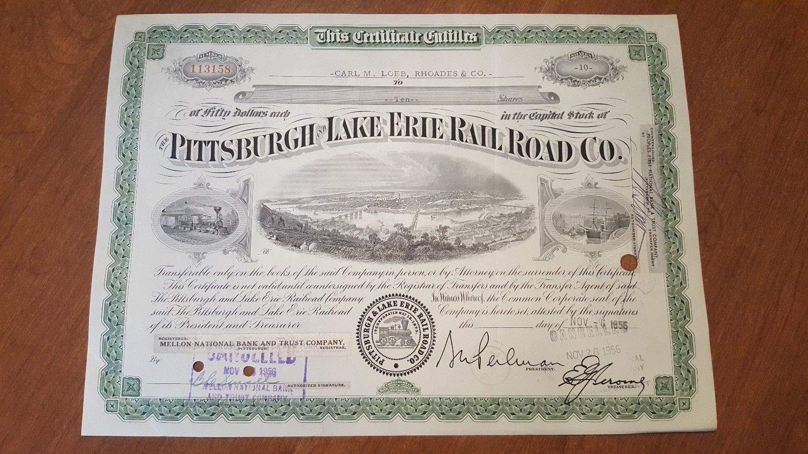 10 Different Railroad Stock Certificates Reading Pennsylvania B&O Erie U.P Lot