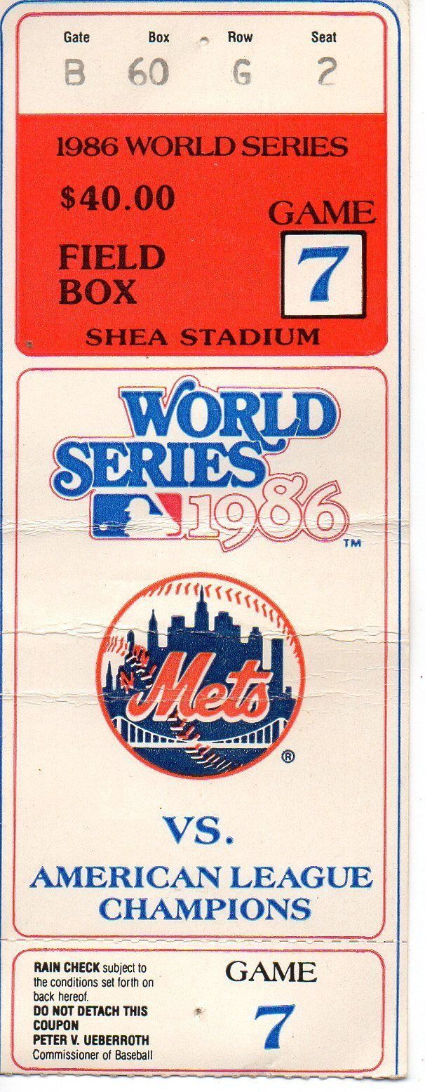 1986 WORLD SERIES GAME 7 STUB - New York Mets Shea Stadium