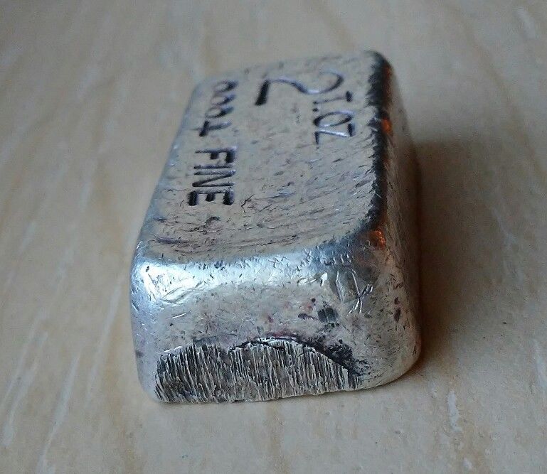 Rough poured Silver Bar - Amazing Character - 2 Troy Oz .999 Fine Awesome Toning