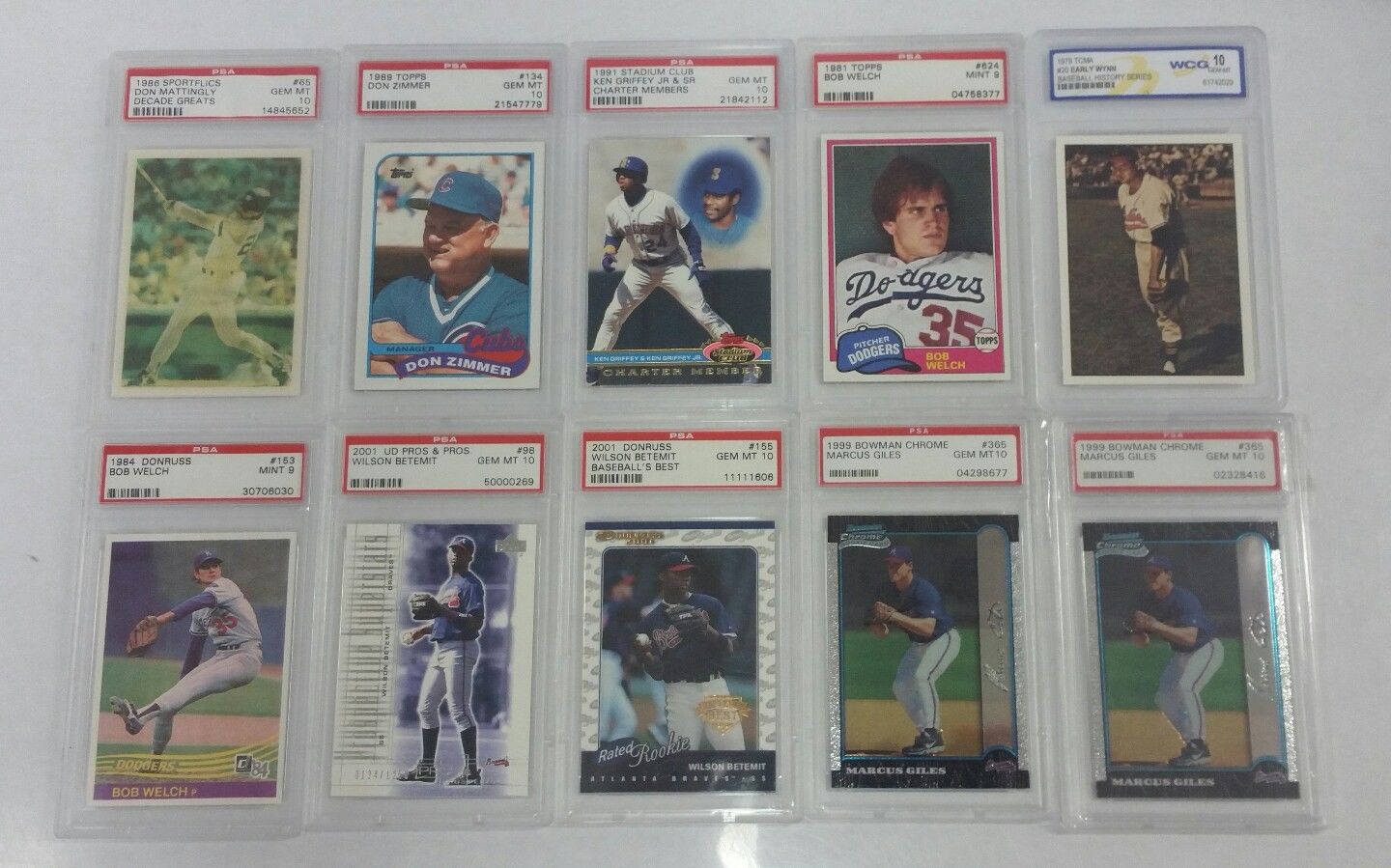 HUGE LOT OF 107 GRADED Baseball Cards Rookies Autos Bonds McGuire PSA & MORE