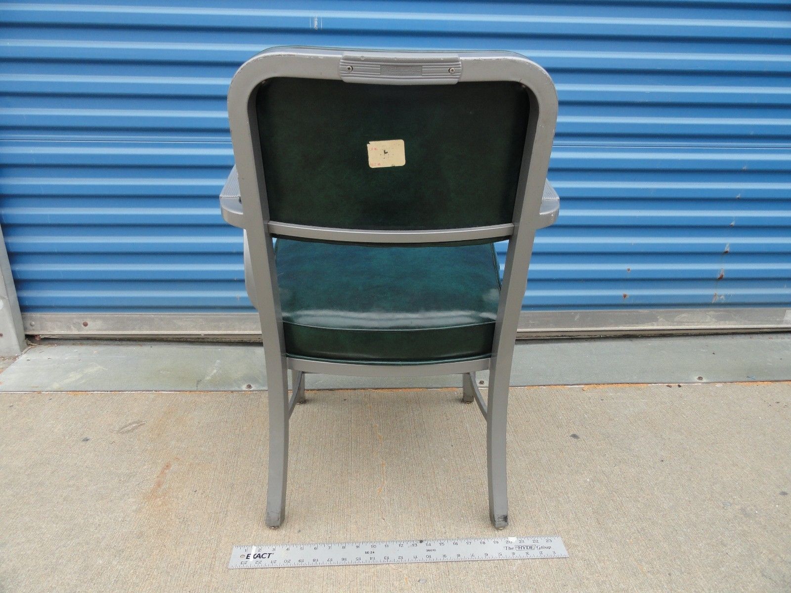 VINTAGE 1960's STEELCASE INDUSTRIAL TANKER ARM CHAIR GREEN