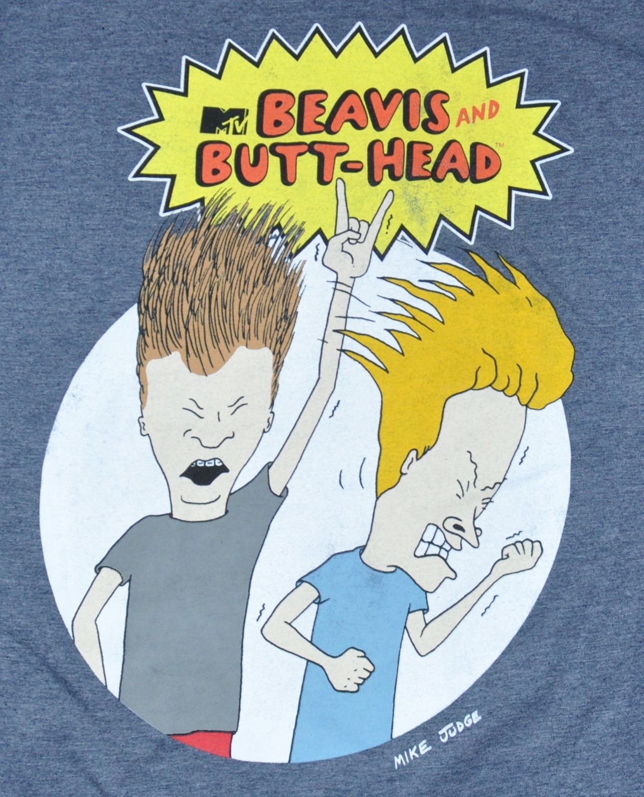 NEW MTV Classic Beavis and & Butthead Blue Graphic T-Shirt Mens Size Large