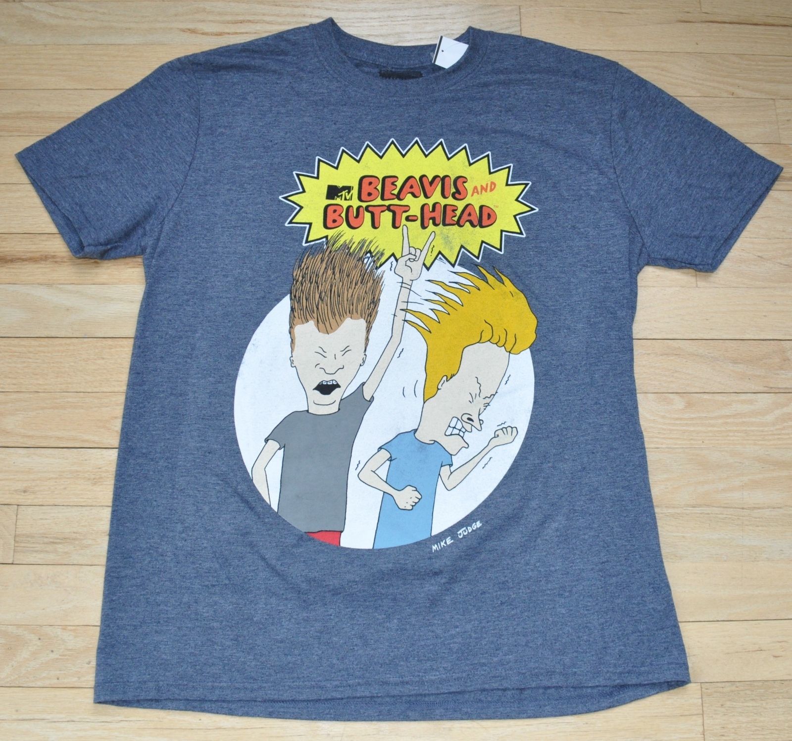 NEW MTV Classic Beavis and & Butthead Blue Graphic T-Shirt Mens Size Large