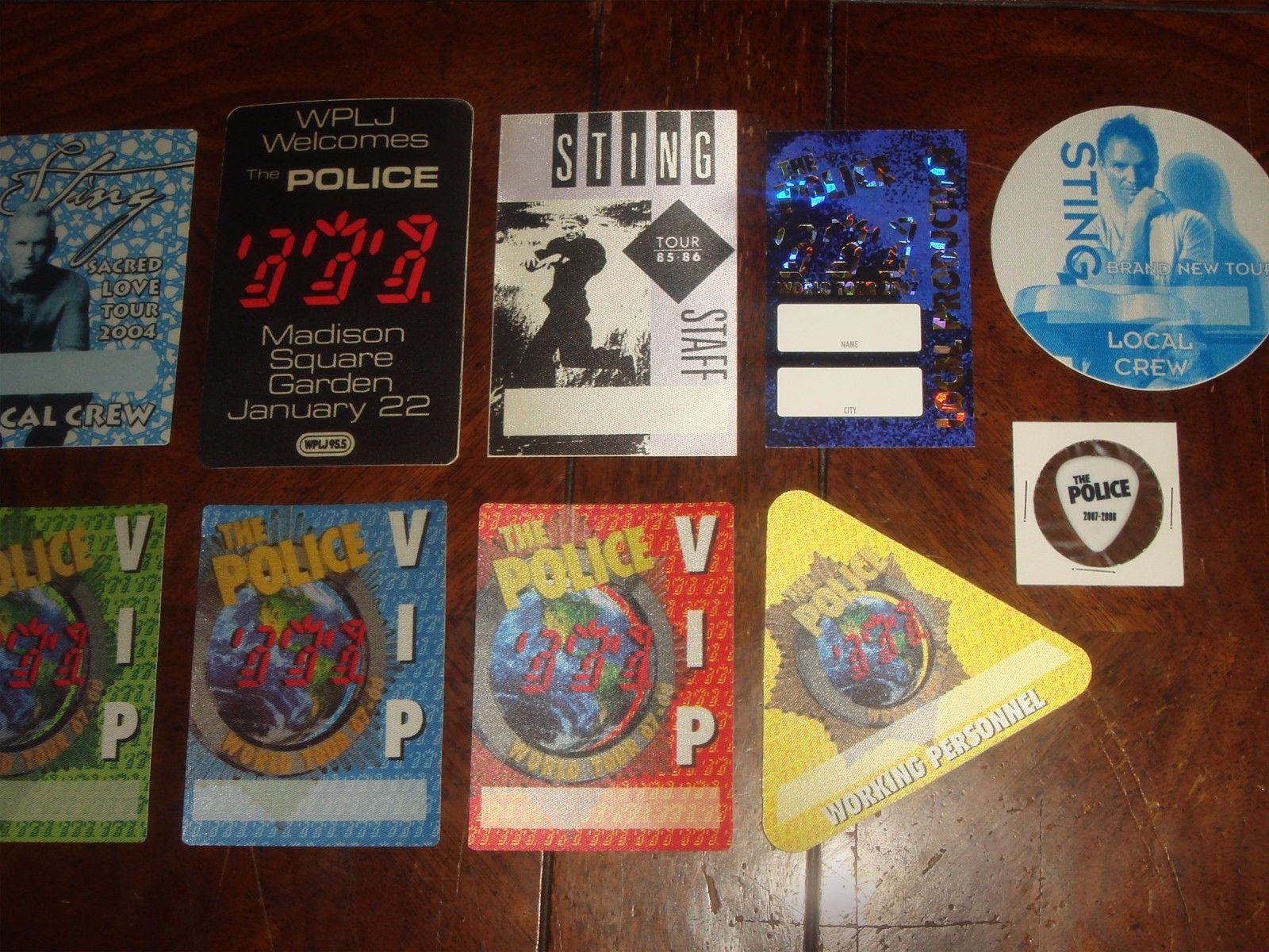 Rare LOT OF 12 POLICE + STING CONCERT MEMORABILIA - BACKSTAGE PASSES,GUITAR PICK