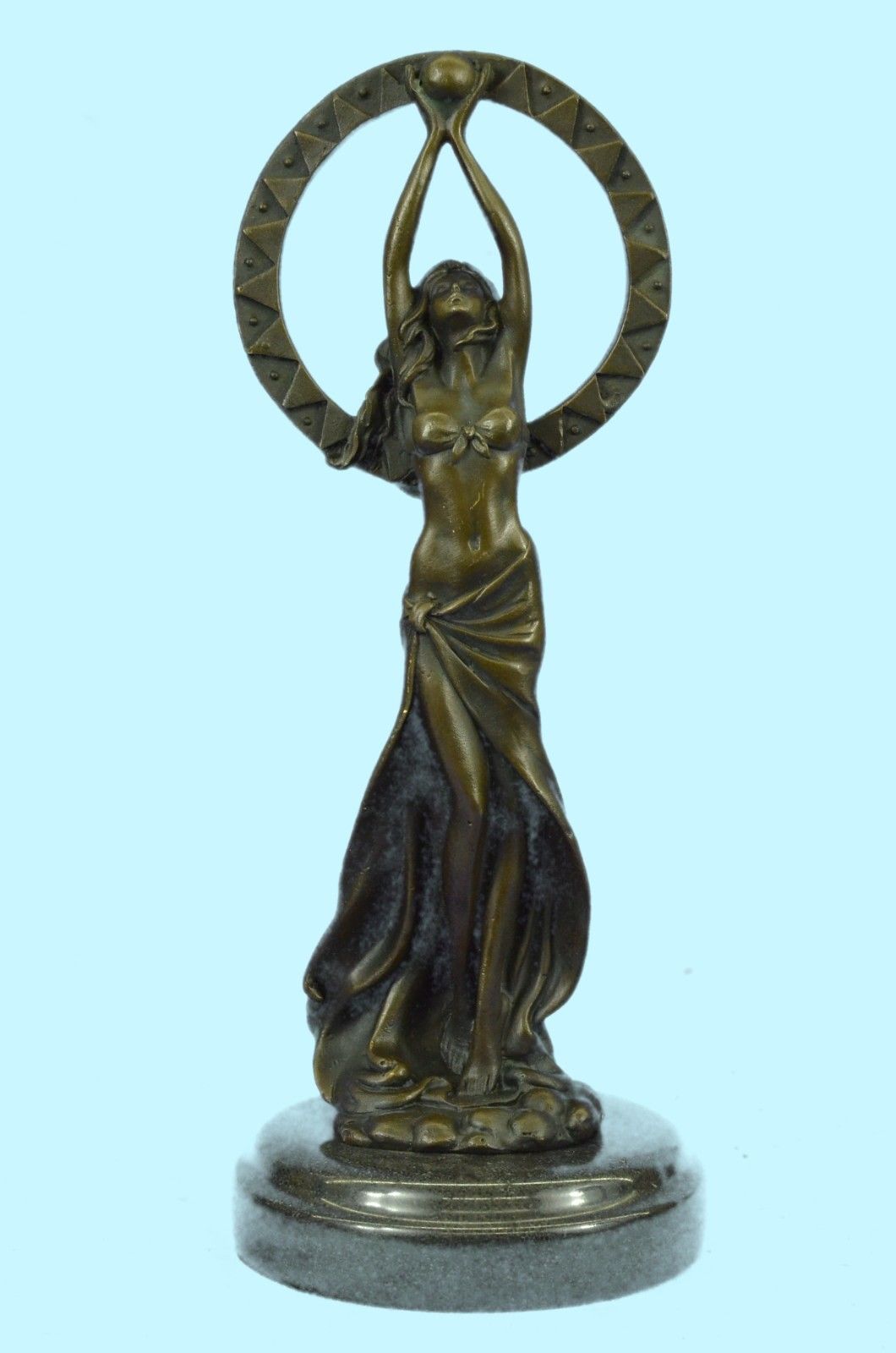 Sculpture Statue Art Deco Hand Made Semi Nude Female Elegant Deal Bronze Collec