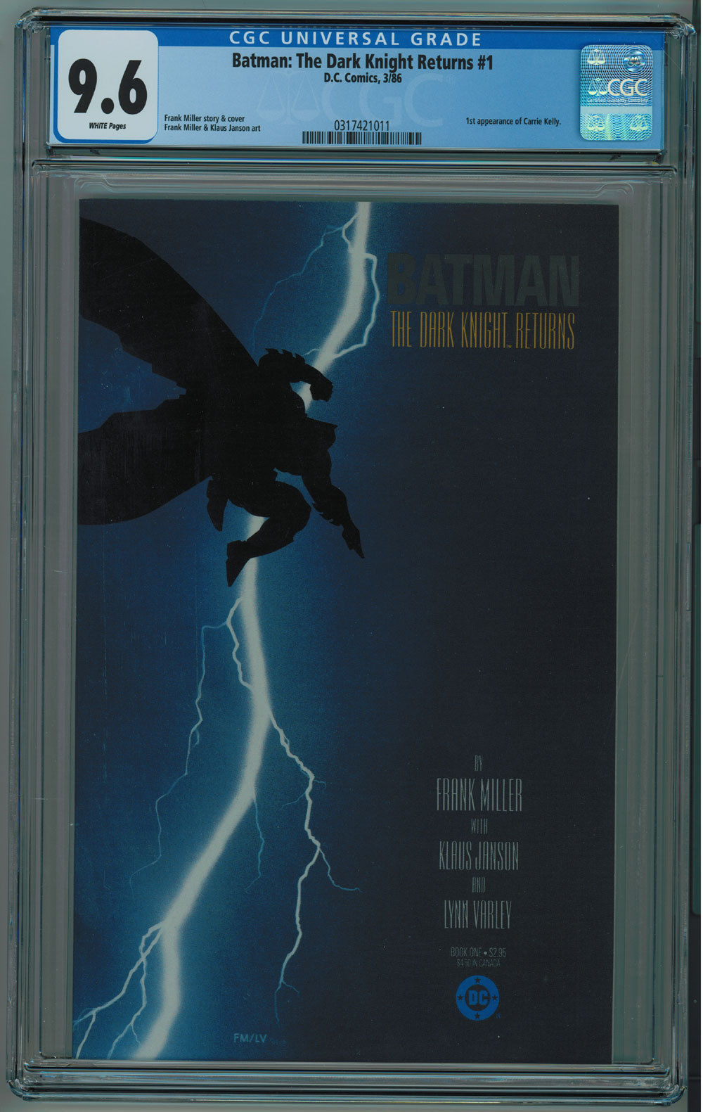 BATMAN THE DARK KNIGHT RETURNS #1 CGC 9.6 ICONIC COVER HIGH GRADE WHITE PGS 1986