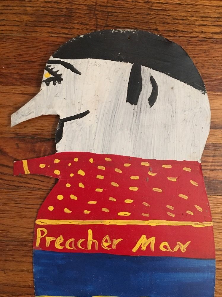 ORIGINAL FOLK OUTSIDER ART BY R. A. MILLER PREACHER MAN METAL CUTOUT