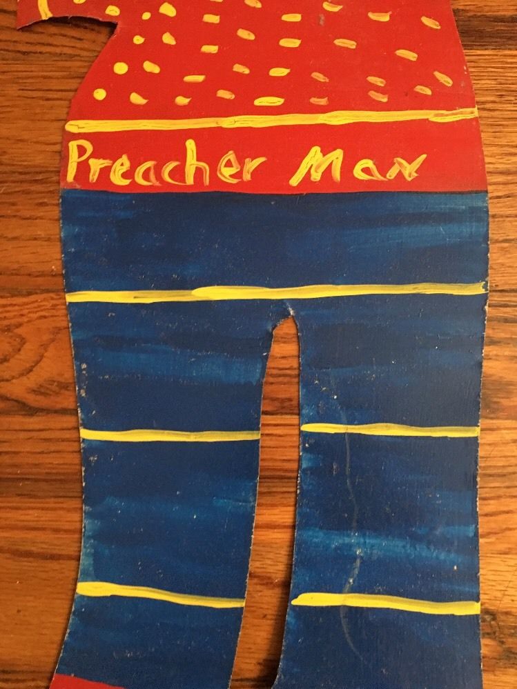 ORIGINAL FOLK OUTSIDER ART BY R. A. MILLER PREACHER MAN METAL CUTOUT