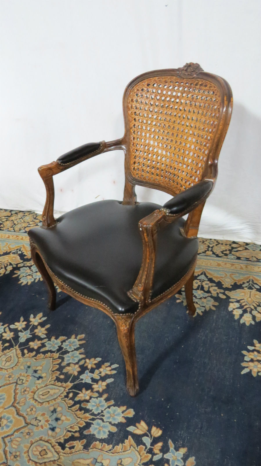 French Cane Desk Chair Designer Carved