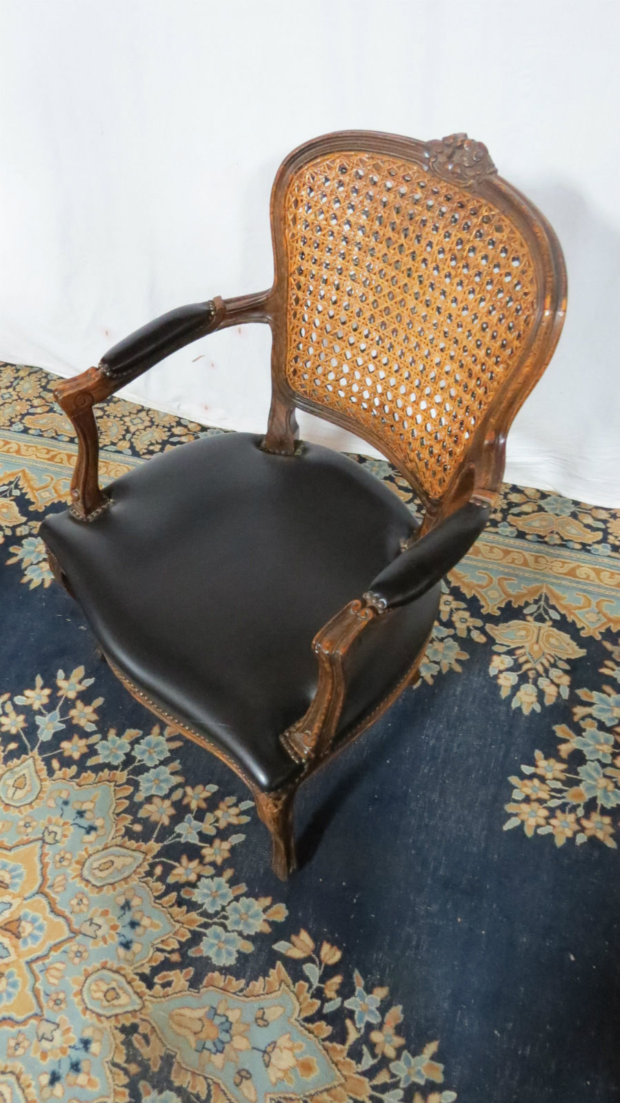 French Cane Desk Chair Designer Carved