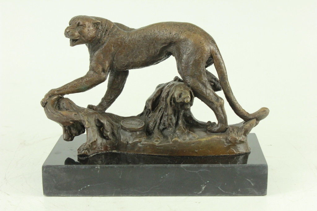 Cheetah Wildlife Art Deco Style Art Nouveau Style Decor Bronze Sculpture Statue