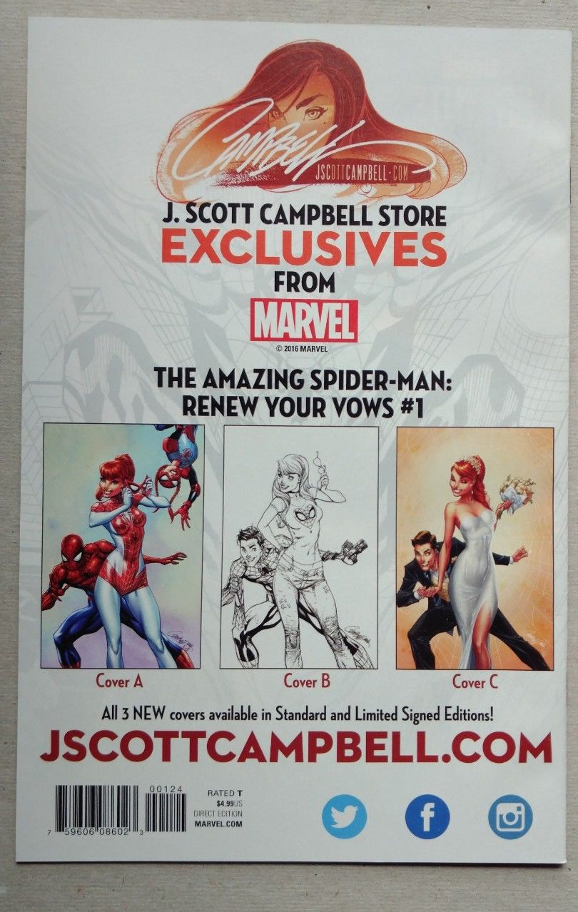 Amazing Spider-Man Renew Your Vows #1 J Scott Campbell Variant Set NM+ CGC Ready