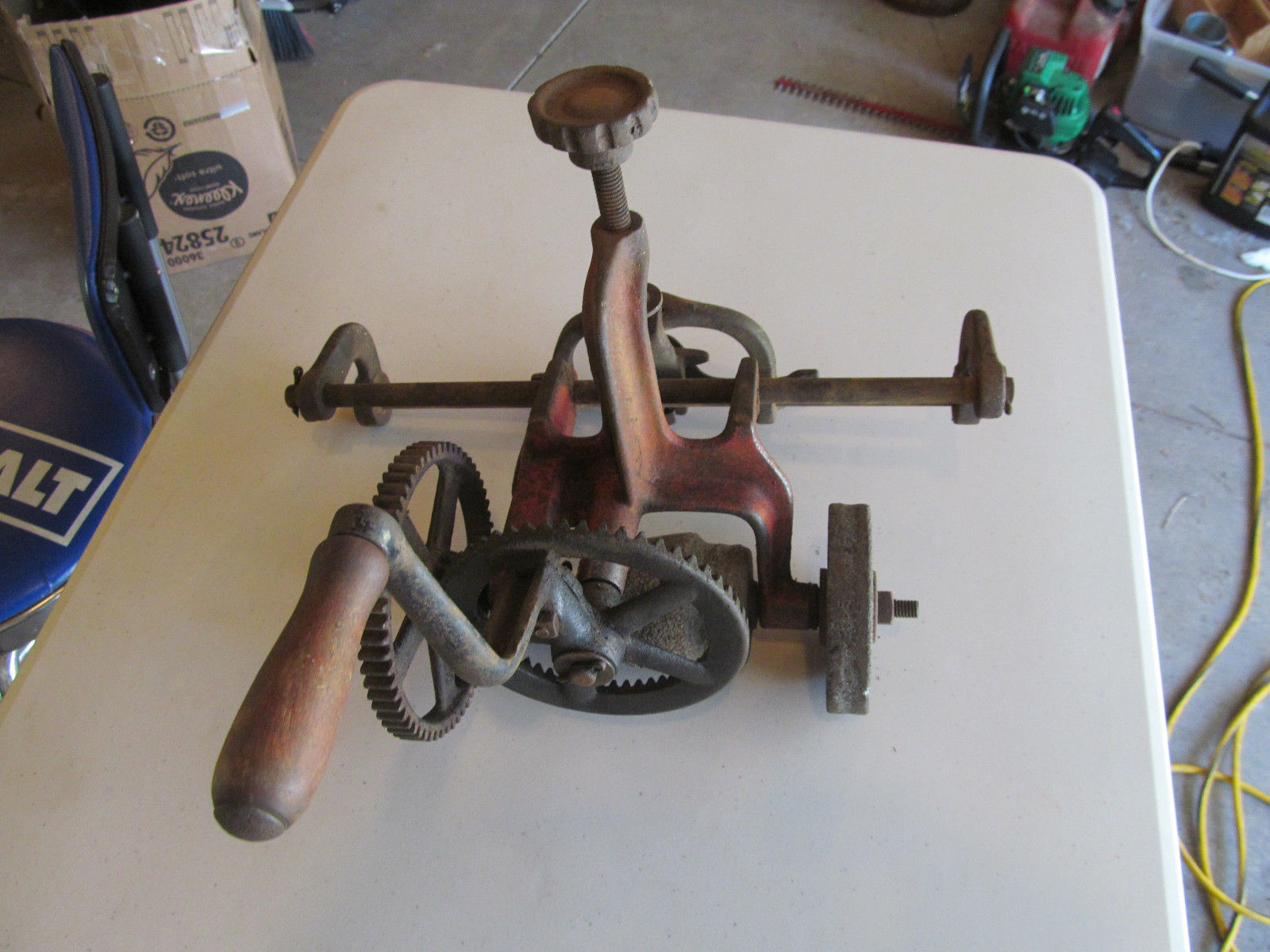 antique vintage old tools hand crank bench blade knife sickle grinder sharpener