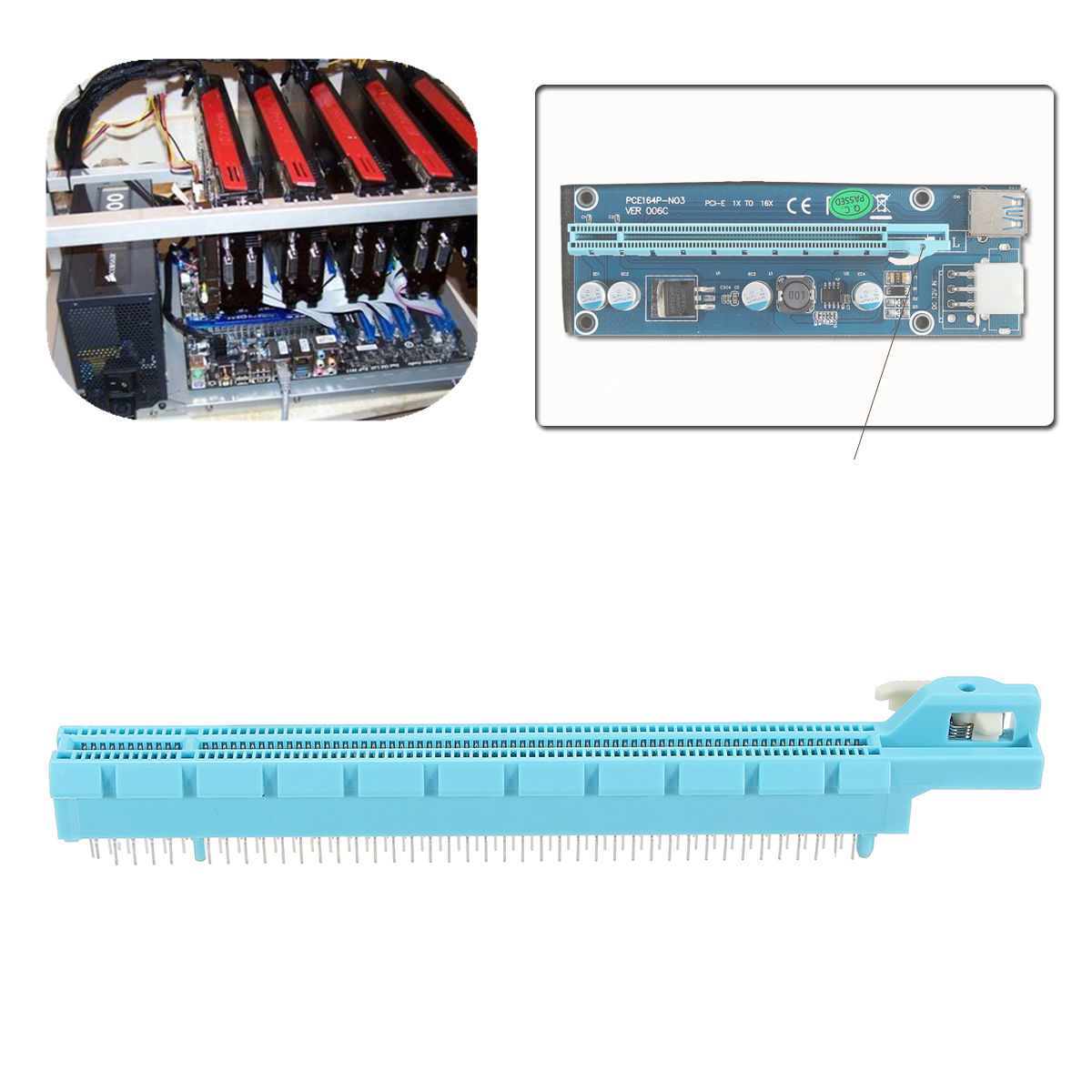 PCIE PCI-E Express 16X 164Pin DIP Slot Video Riser Card Socket Connector Adapter