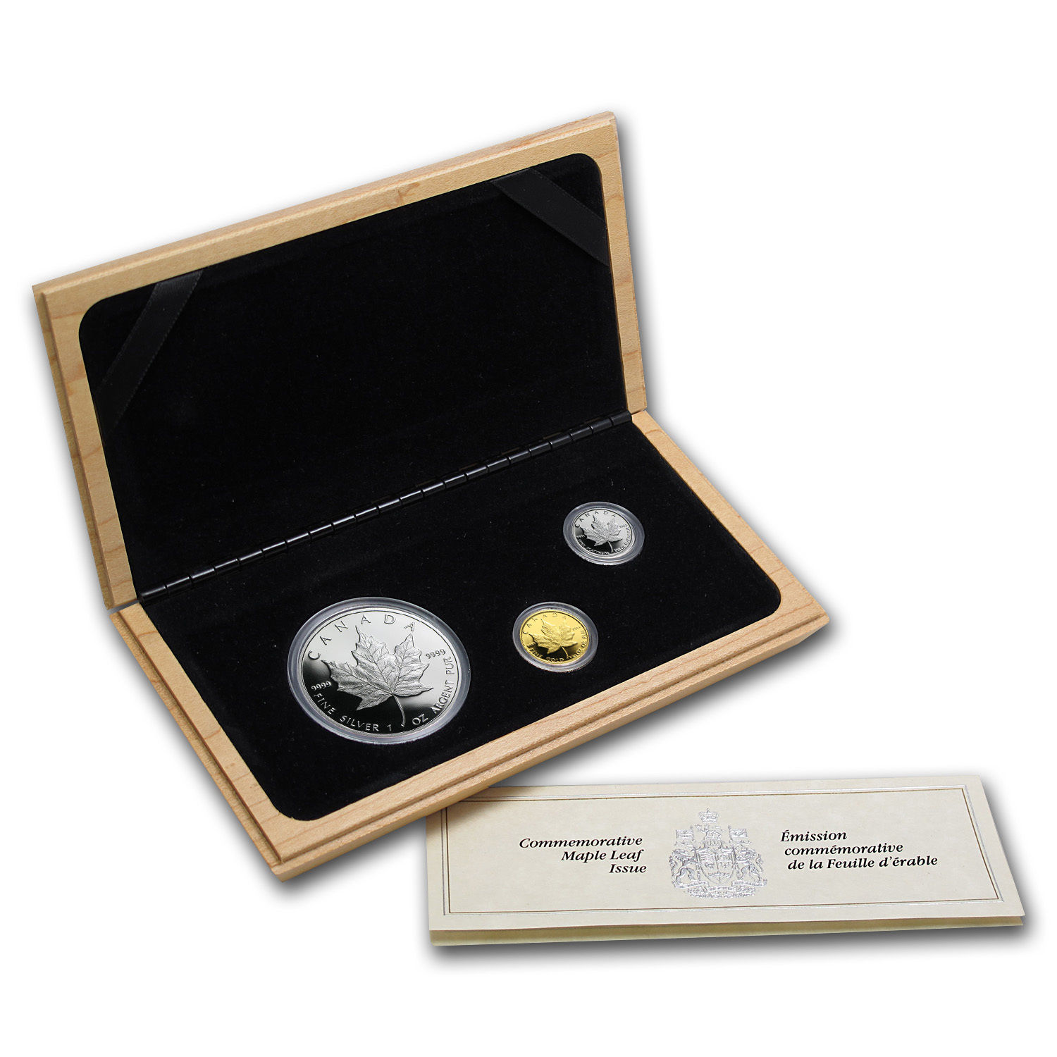 1989 Canada 3-Coin Platinum, Gold & Silver Maple Leaf Proof Set - SKU #60379