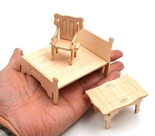 34Pcs/1 Set Vintage Wooden Furniture Dolls House Miniature For Children Gift