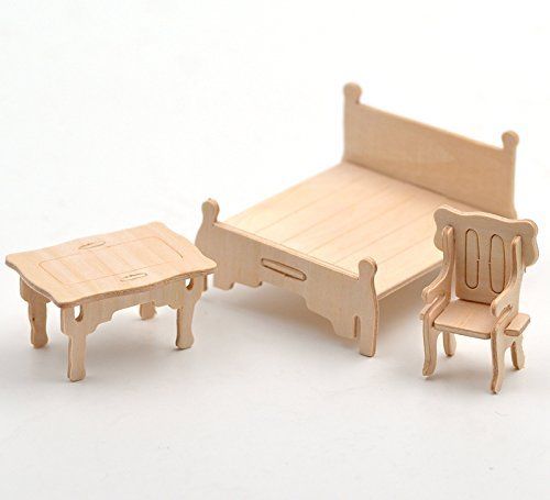 34Pcs/1 Set Vintage Wooden Furniture Dolls House Miniature For Children Gift