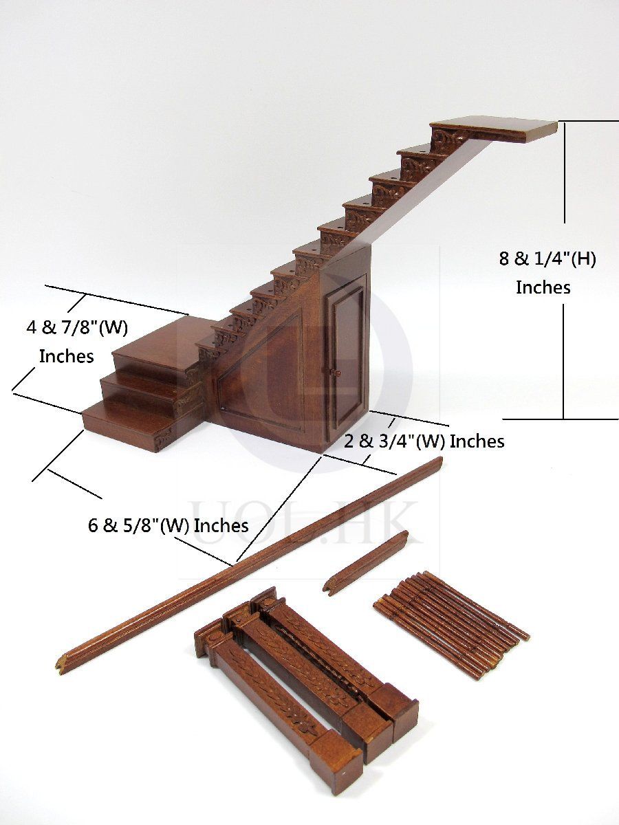 1:12 Scale Miniature Right Landing Staircase With Stock Room For Doll House [WN]