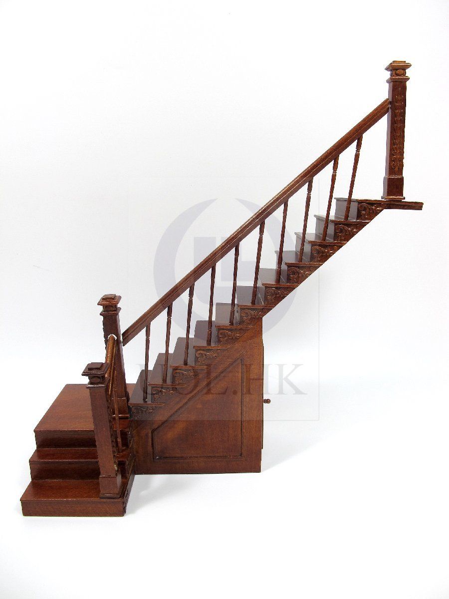 1:12 Scale Miniature Right Landing Staircase With Stock Room For Doll House [WN]