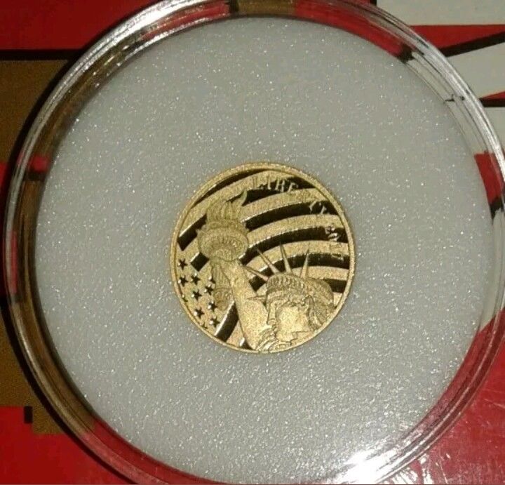 2017 Cook Islands $5.00 1/10 oz .24 Pure Gold Statue Of Liberty Sealed Coin, COA