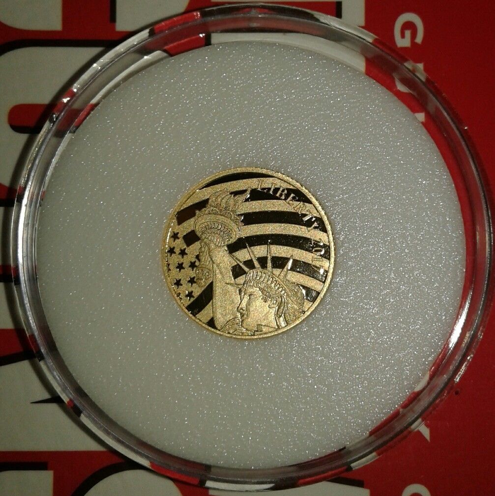 2017 Cook Islands $5.00 1/10 oz .24 Pure Gold Statue Of Liberty Sealed Coin, COA