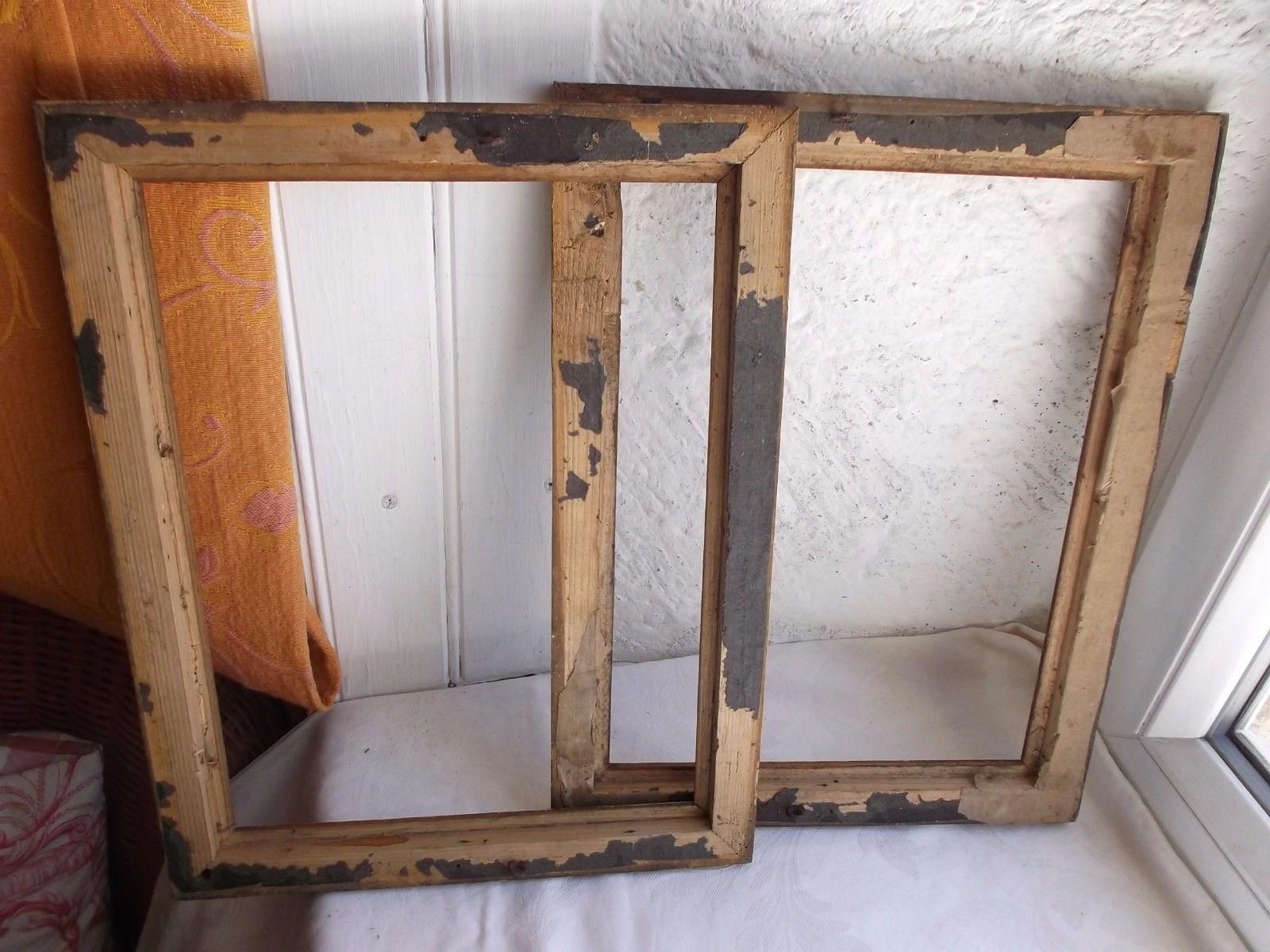 French antique 19th century ornately wood a pair picture frames no glass