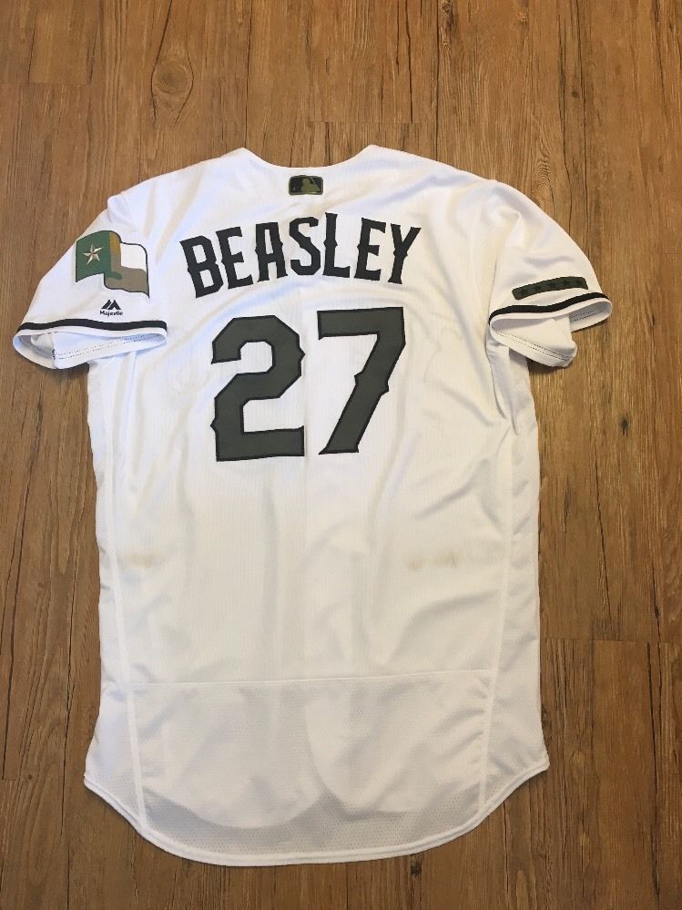 Tony Beasley Memorial Day Texas Rangers Game Used Jersey 2017